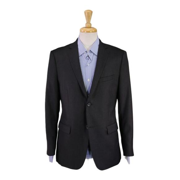 Theory Gray Knit Woven 2-Btn Slim Fit Wool Blazer Jacket 40S